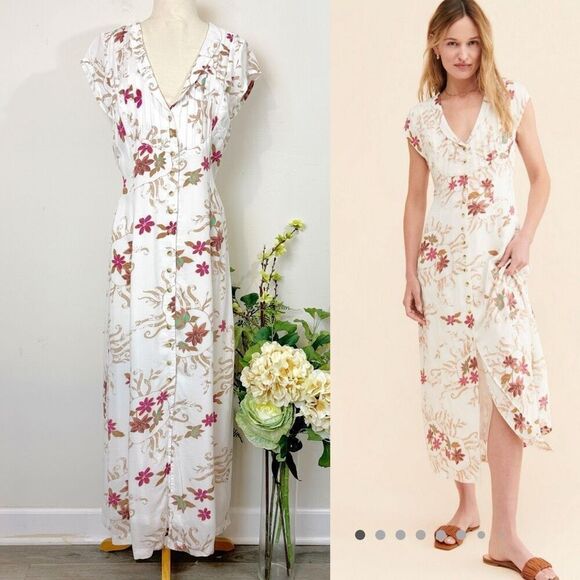 FREE PEOPLE Rosemary Printed Midi Dress | large | western prairie - Picture 1 of 12